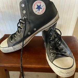 Leather Converse All Star Black High-Top Sneakers